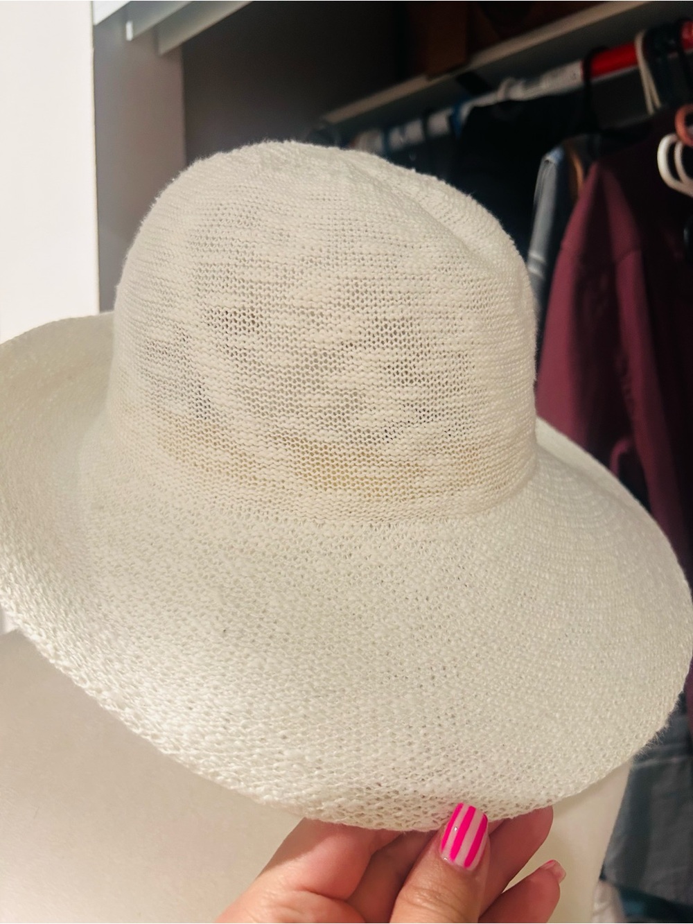 St. John's Bay Cream Wide-Brim Knit Sun Hat